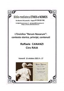 RAFFAELE CANANZI – CIRO RAIA: L’enciclica “Rerum novarum”, contesto storico, principi, contenuti