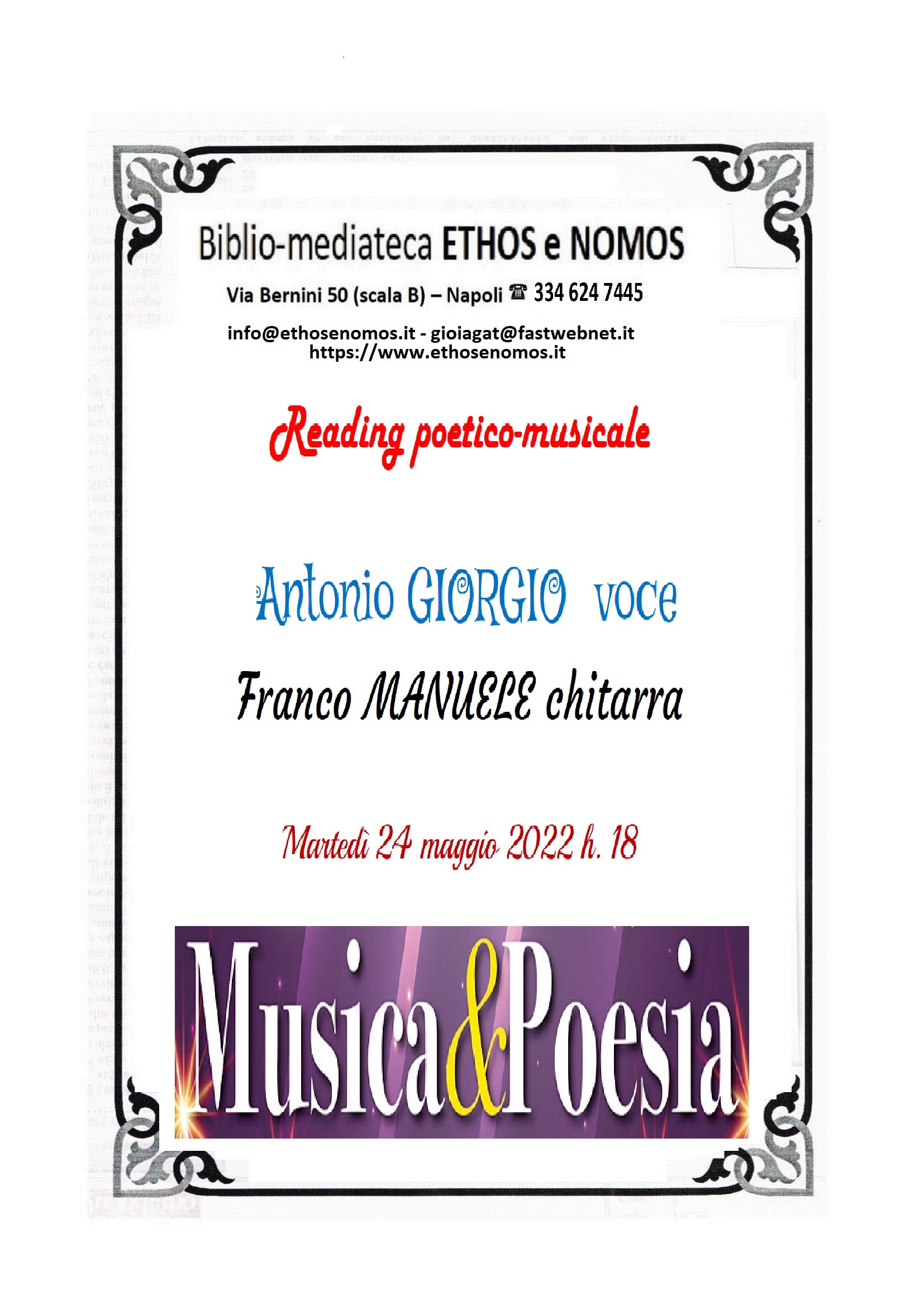 READING POETICO-MUSICALE  MAGGIO 2022 - ANTONIO GIORGIO E FRANCO MANUELE