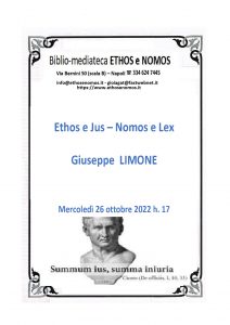 Giuseppe LIMONE – Ethos e Jus – Nomos e Lex