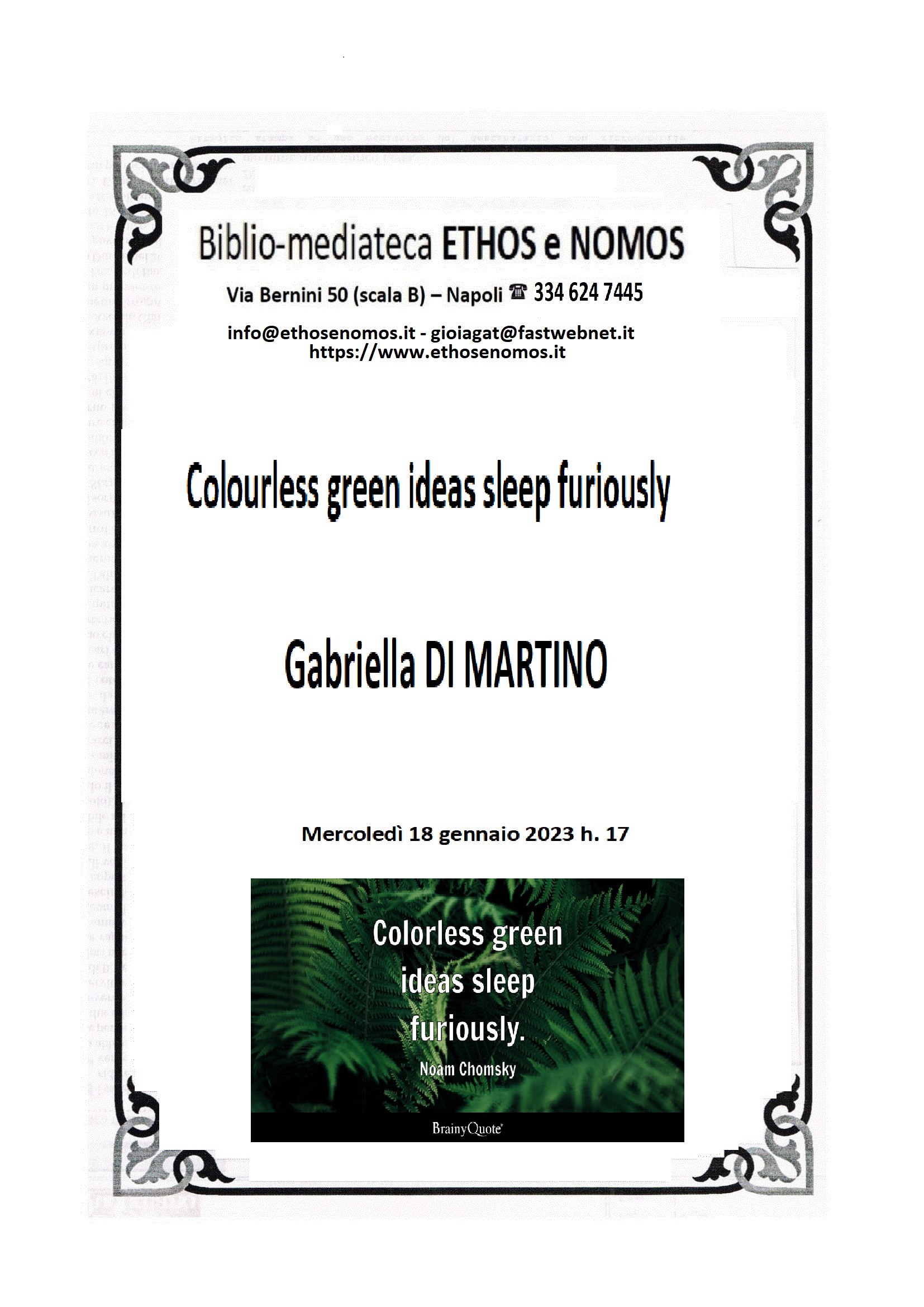 Gabriella  DI MARTINO - "Colourless green ideas sleep furiously"
