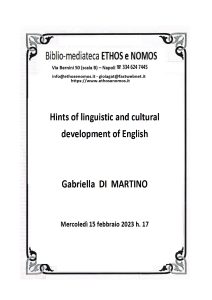 Gabriella  DI MARTINO  – Hints of linguistic and cultural development of English